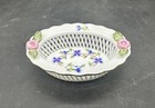 Herend Hungary Blue Garland Open Weave Oval Basket 7381 EUC