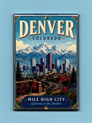 DENVER COLORADO TRAVEL POSTER *2X3 FRIDGE MAGNET* ROCKY MOUNTAINS MILE HIGH CITY