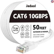 Jadaol Cat 6 Ethernet Cable 50 ft, Outdoor & Indoor 10Gbps Support Cat8