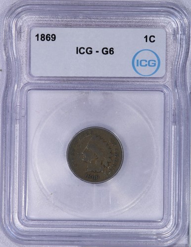 1869 Indian Cent 1c ICG G6 - Picture 1 of 4