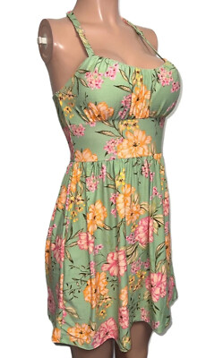 formal dress sage green Rachel Green Floral Print Strapless Mini Dress - Size L - Sky to Moon - Cutout Waist, Open Back, Elastic Waist main image 1