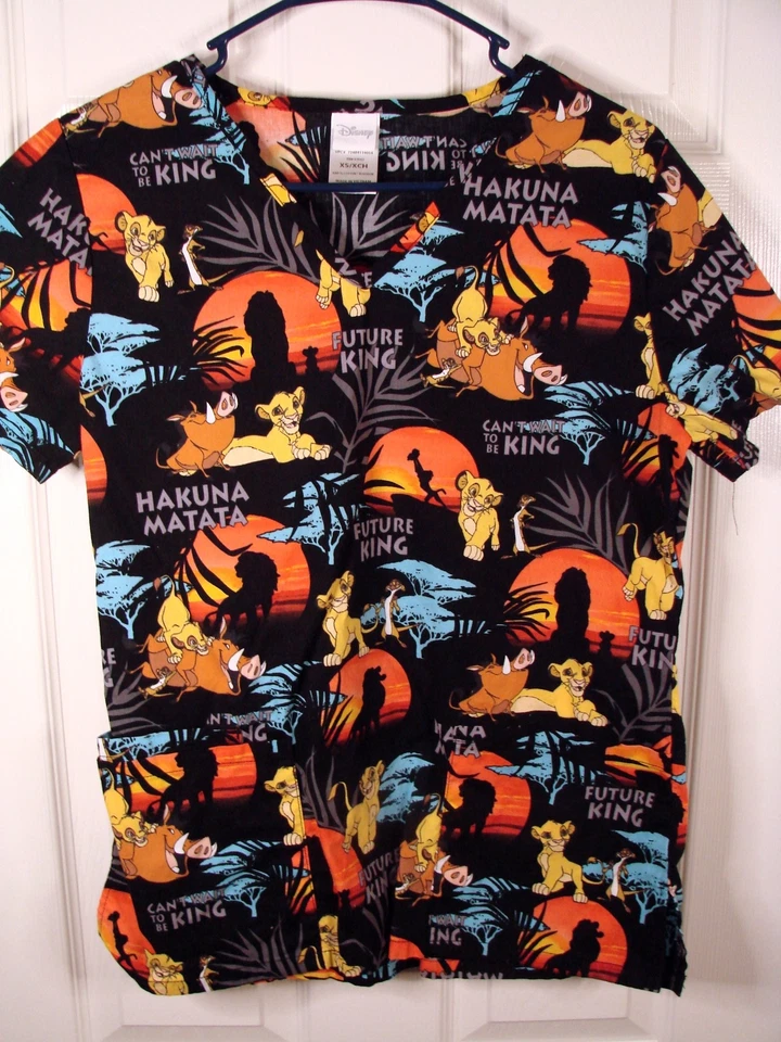 Disney Future King Women's Scrub Top Size XS Short Sleeve Cotton - Image 2 of 4