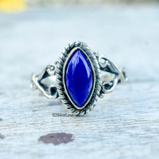 Lapis Lazuli Gemstone 925 Sterling Silver Handmade Jewelry Ring All Size KA-138