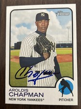 AROLDIS CHAPMAN Signed 2022 Topps Heritage Baseball Card #287 NY YANKEES AUTO