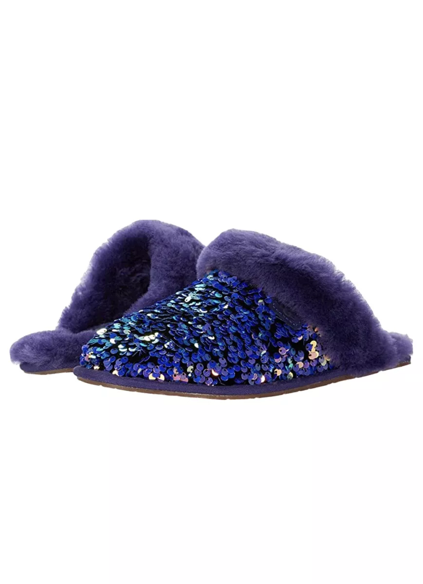 Women's Sequin Fur Lined Mule Slipper | Boohoo UK