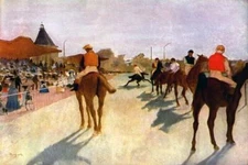 AT THE RACE COURSE HORSE JOCKEY CROWD 1872 BY EDGAR DEGAS REPRO