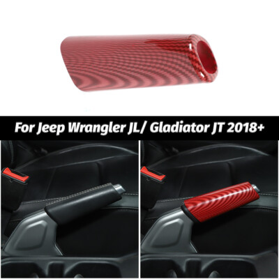 Red Carbon Shifter Hand Brake Handbrake Cover Trim for Jeep Wrangelr JL 2018+