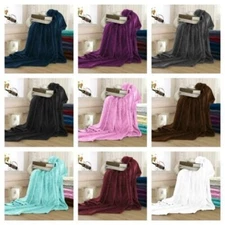 Luxury Flannel Blanket Soft Warm Reversible Fleece Blanket Throw Queen-King Size