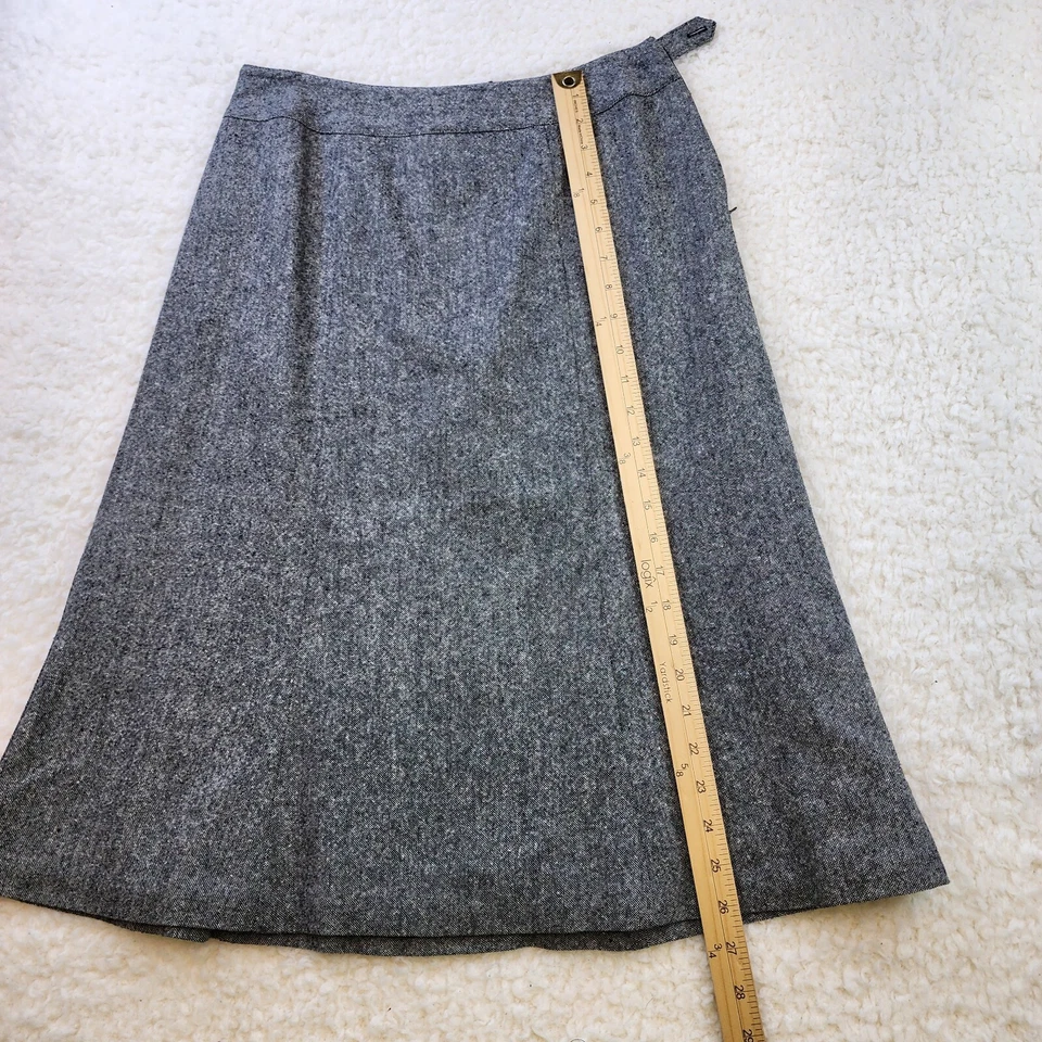 Falda Appleseeds Petite 6 Gris Lana Seda Línea A Minimalista Old Money Academia Foto 2 de 4