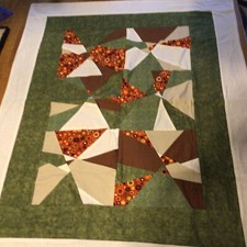 Handmade 43  X 34  Quilted Wall Hanging Table Topper Or Lap Quilt Fall Colors