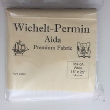 Cross Stitch 14 Count Zweigart Aida bright white fat quarter 18" x 25"