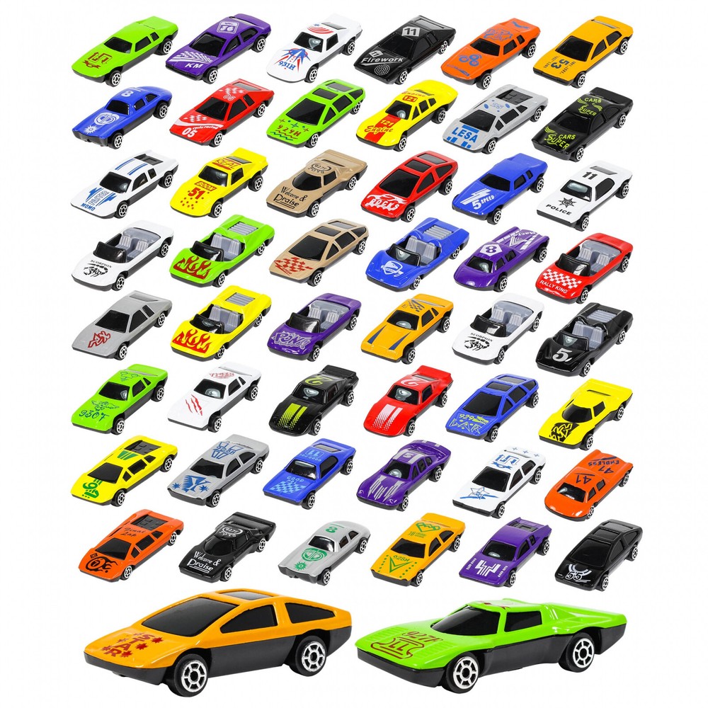 Kidplokio 6-Piece Die-Cast Race Car Set for Kids in Vibrant Colors and Assorted Sizes  