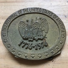 Vintage Bicentennial American Revolution 1776-1976 Solid Brass Belt Buckle