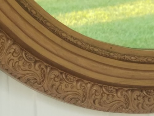 Vintage Oval Gold Gilt Floral Decorated Mirror Grote Mfg Co Madison IN 29 x 25.5 - Picture 2 of 12