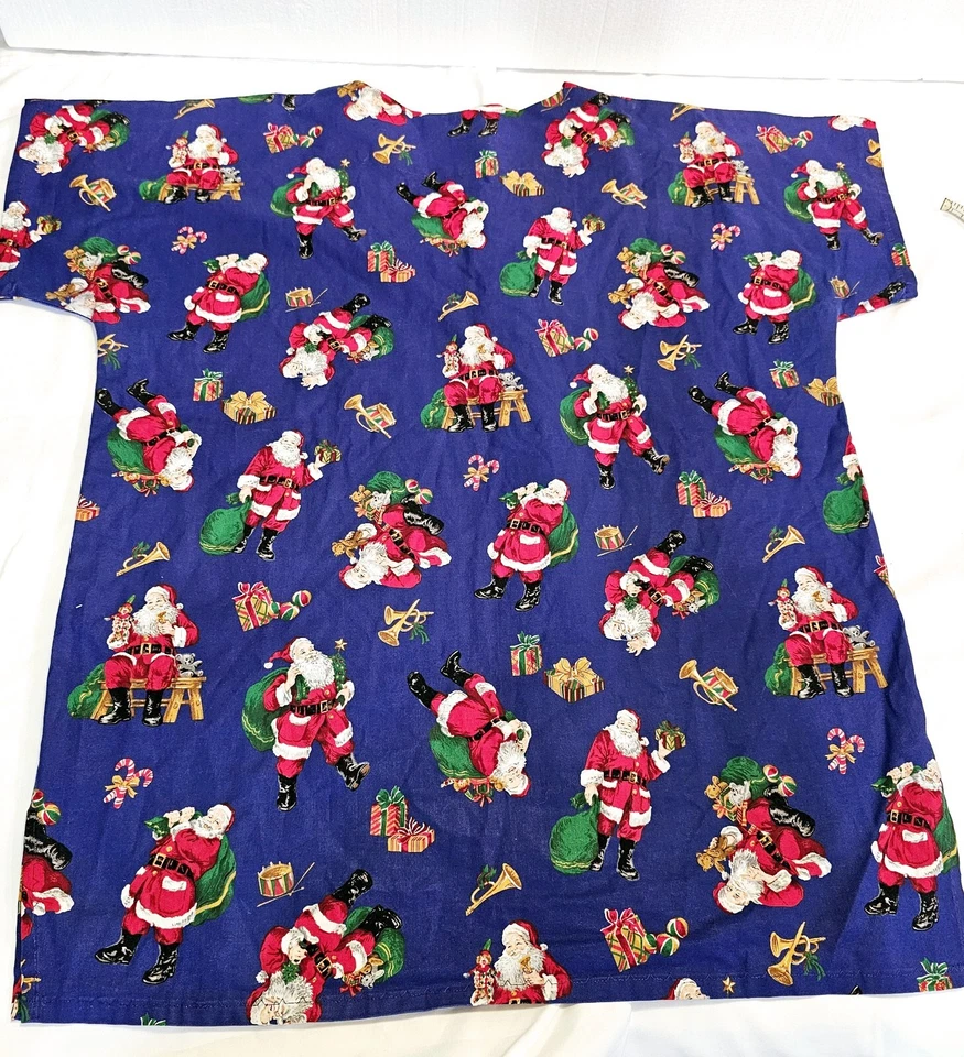 Túnica para mujer ropa de trabajo de oficina médica dos bolsillos delanteros para la cadera tema de Navidad   Foto 2 de 4