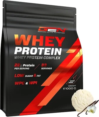 GERMAN ELITE NUTRITION Whey Protein Complex - 1000g WPI + WPC Mix - Low Fat / Low Sugar Vanilla Ice Cre