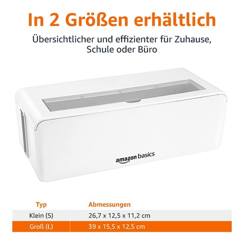 Amazon Basics Kabelbox Groß Weiß - Kabelorganisation mit Belüftungslöchern - Zdjęcie 6 z 6