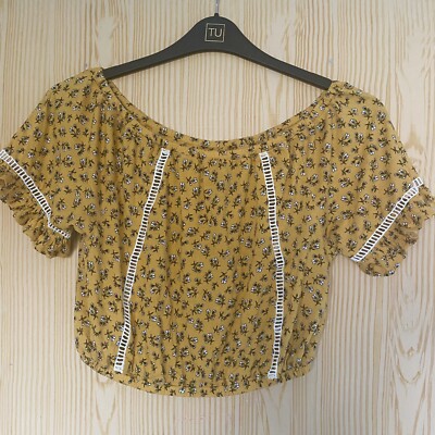 Mustard Floral Bardot Top UK