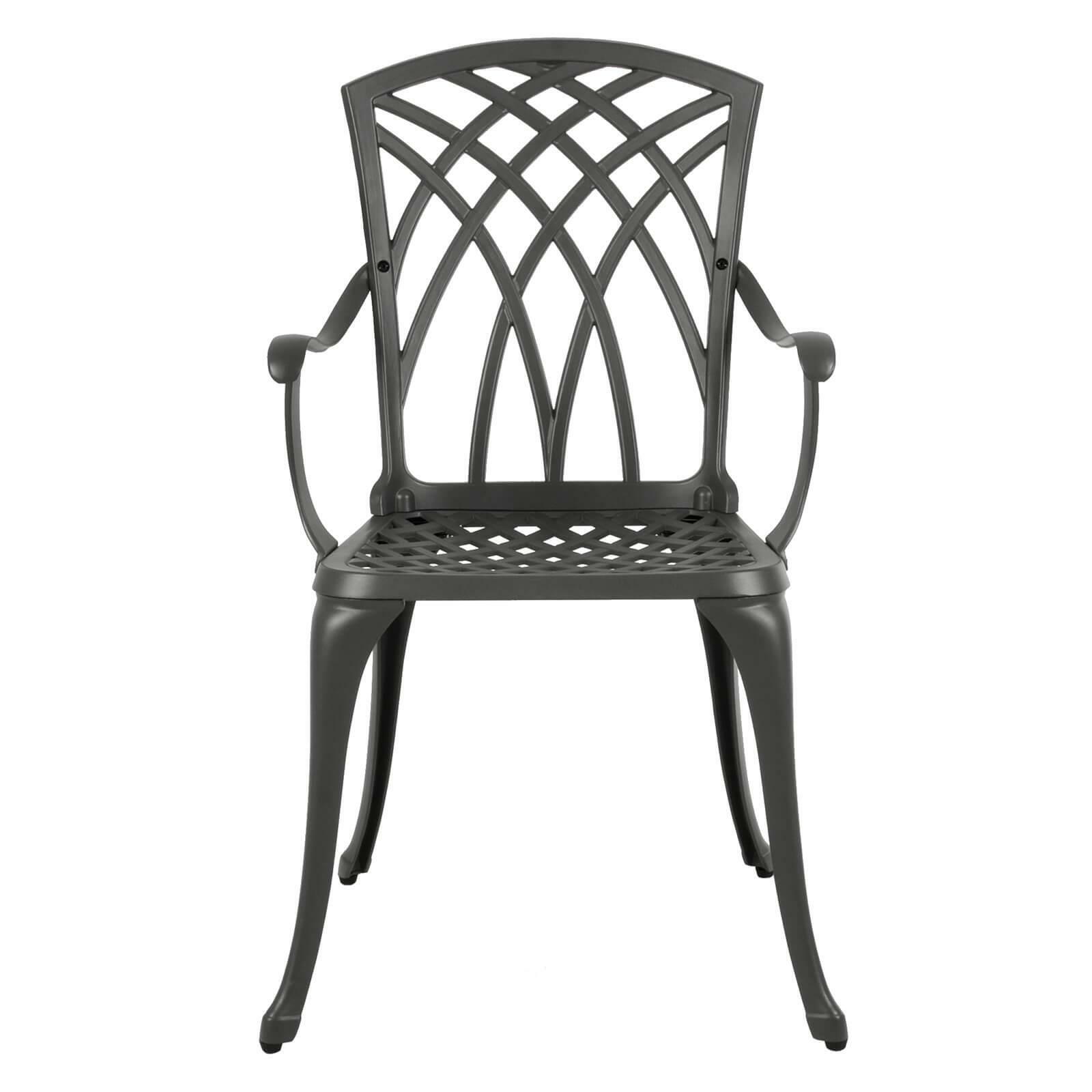 Garden Bistro Set Grey Metal Art Nouveau Cast Aluminium Table Chairs