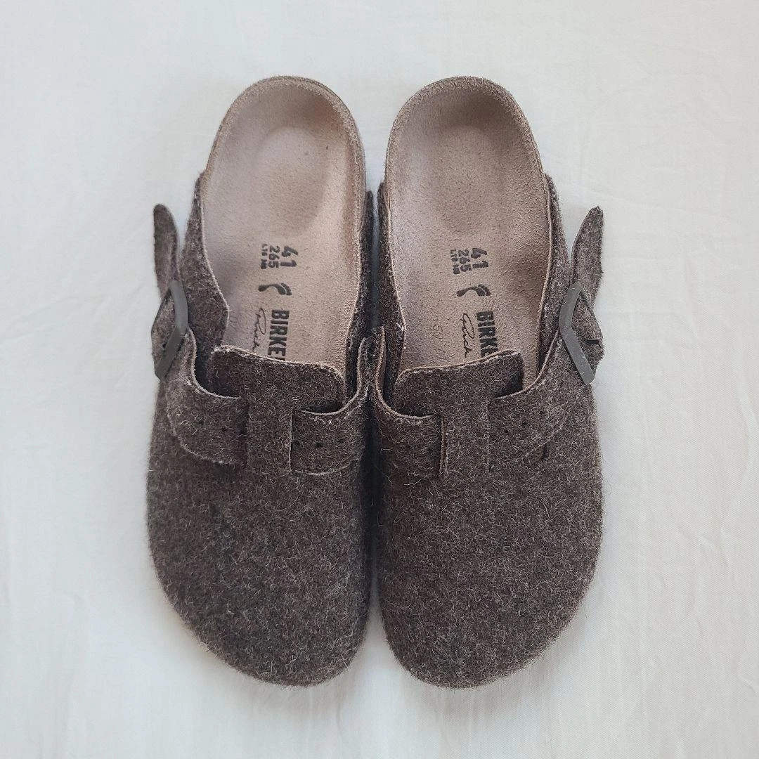 Unused Birkenstock Rick Owens Boston Extro Army Felt Brown Sandals Size 41