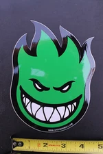 SPITFIRE Skateboard Wheels Green Fire Flame Face Original Skateboarding STICKER