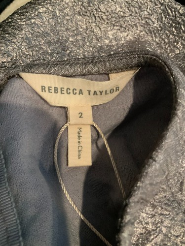 Rebecca Taylor Silver Gunmetal Textured Metallic Shirt, Size 2 (US) NWT! $295 - Picture 7 of 9