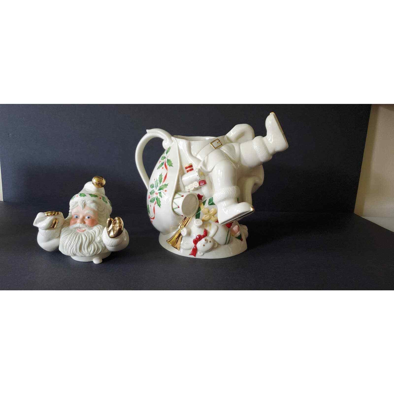 Lenox Holiday Santa Collection Teapot Ice Skating Santa eBay