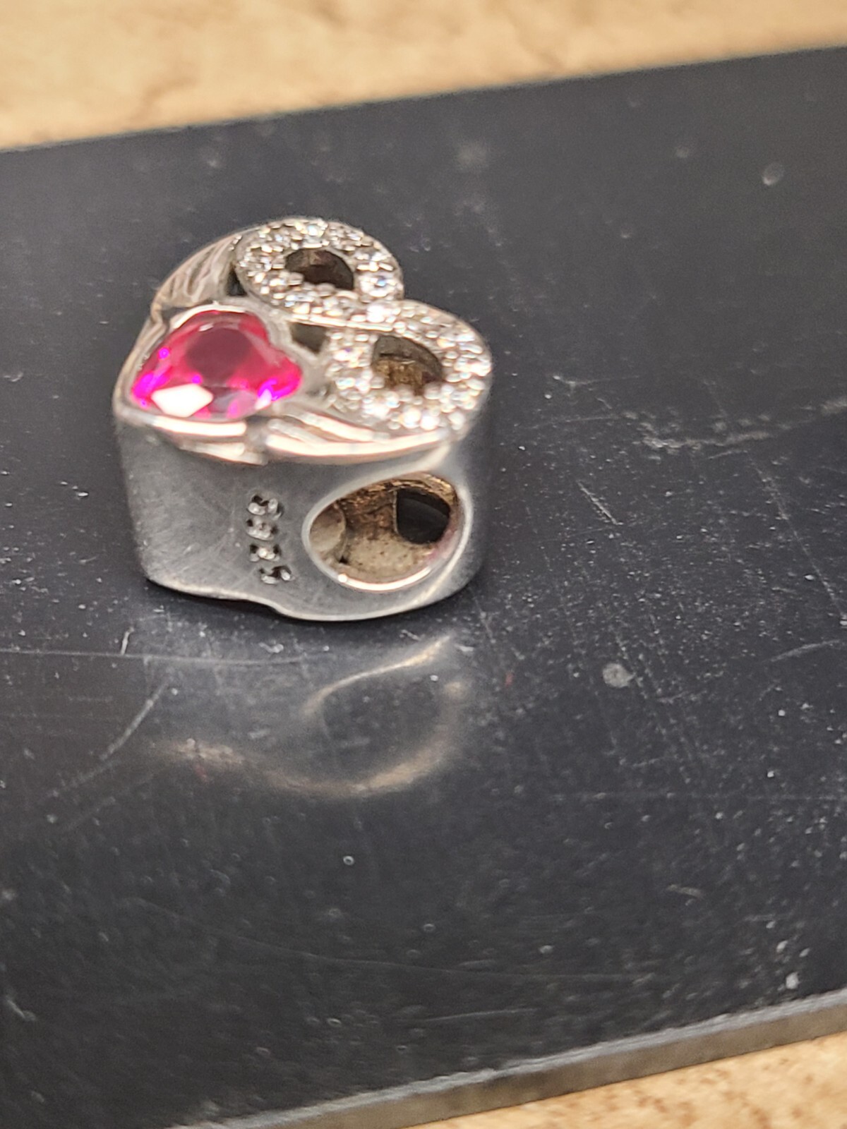 925 Ruby Infinity Heart Shaped Charm - image 2