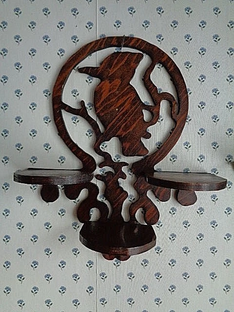 Винтажный набор деревянных полок для птиц дятлов с завитками - Изображение 4 из 4