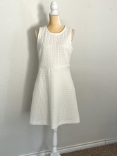 LOFT Textured Ivory Fit&Flare Dress Sz10 EUC
