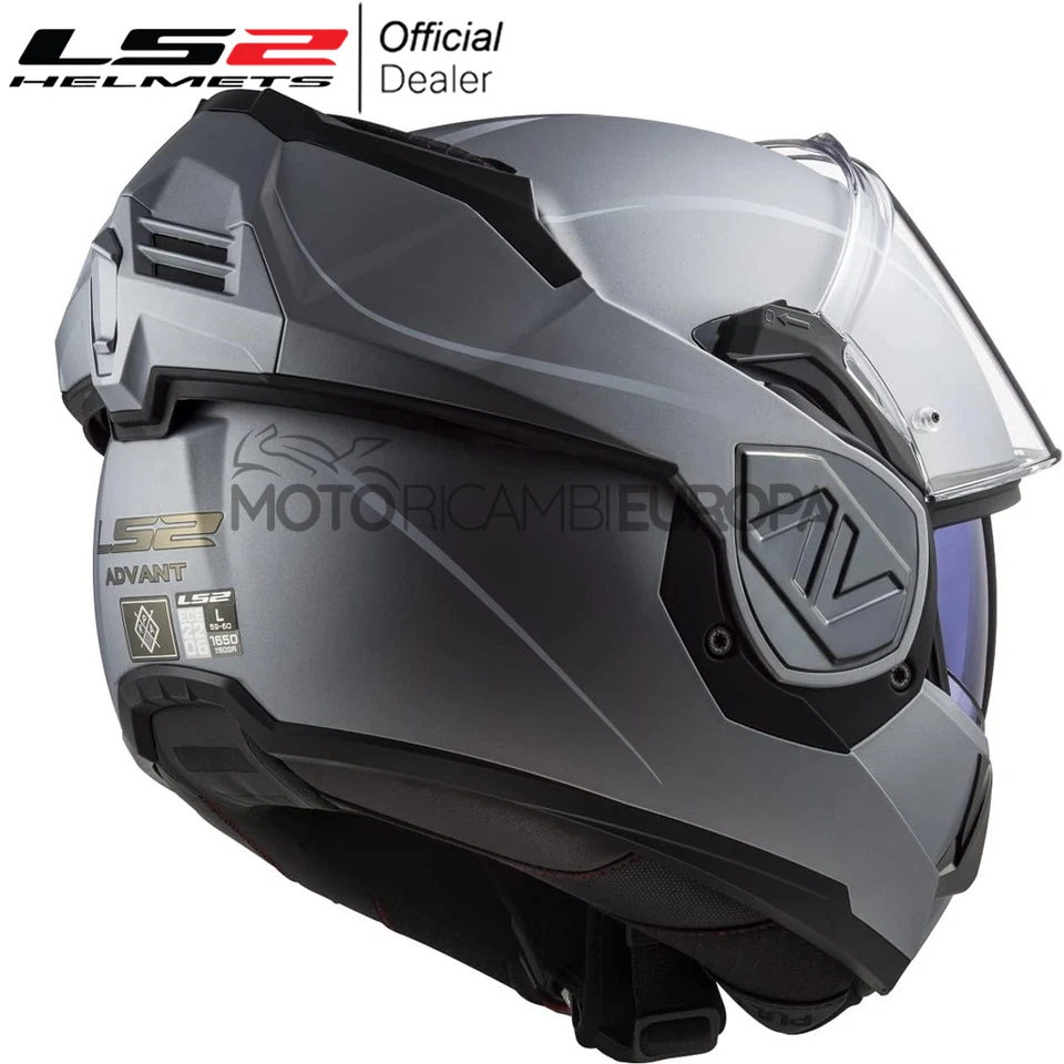 Casco LS2 Modulare Apribile Advant Moto Scooter Titanio Opaco Doppia Visiera - Immagine 3 di 4