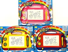 Magnetic Drawing Board with Magic Pen, Stamps, Age Sketch Pad for Kids, 3 Color