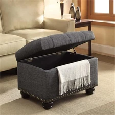 Convenience Concepts Designs4Comfort Storage Ottoman in Gray Fabric