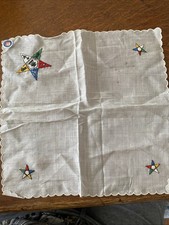 2- 1950s Masonic Order Of The Eastern Star handkerchief never used