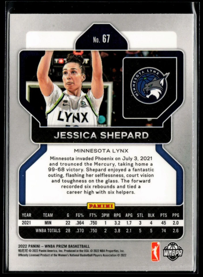 2022-23 Panini Prizm WNBA #67 Jessica Shepard - Image 2 of 2