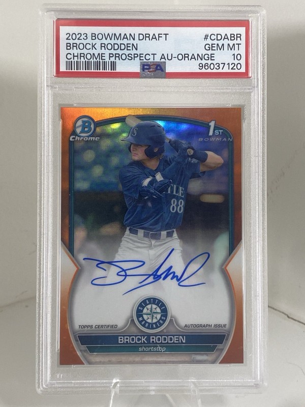 Brock Rodden PSA 10 2023 Bowman Draft 1st Orange Refractor Auto /25 #CDA-BR