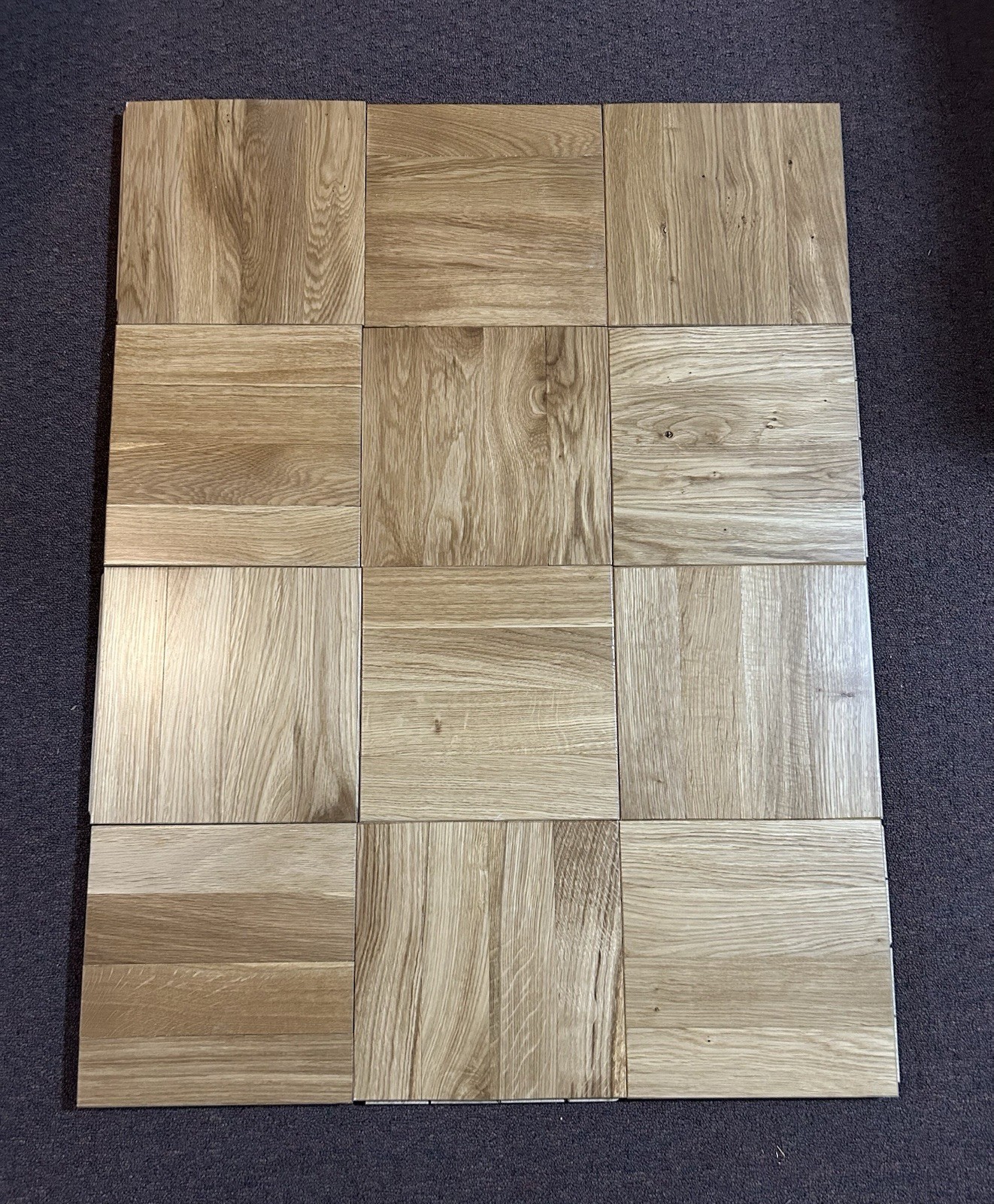 (12) 4-finger Solid OAK MCM Parquet: 9"x9"x3/4" NEW CONDITION! Natural