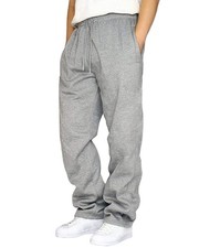 Men's Fleece Sweatpants Casual Joggers Cotton Loose Fit Open Bottom Athletic ...