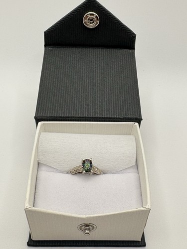 SS.925 Mystic Topaz &Diamond Ladies Ring Size 7 - Picture 2 of 5