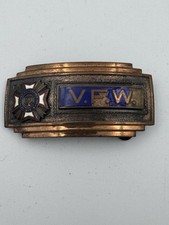 Vintage 1950s VETERANS OF FOREIGN WARS VFW Brass Belt Buckle 2 1/2"