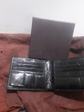 GENUINE Mulberry Croc Leather BLACK  Bifold 6 Card Wallet FEB