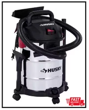 6 Gallon 4.0 Peak HP Stainless Steel Wet Dry Vac Shop Vacuum with Locking Hose,