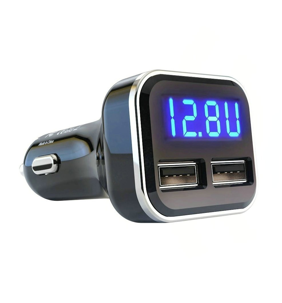 4.8A 24W Dual USB Car Charger Volt Meter Car Battery Monitor with LED Voltage...