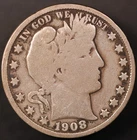 1908 BARBER HALF DOLLAR FRESH FROM AN OLD COLLECTION -LOT CC-399