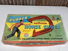 VINTAGE 1950s AUBURN SAFE PLAY TOYS RUBBER HORSE SHOE SET 702 Original Box