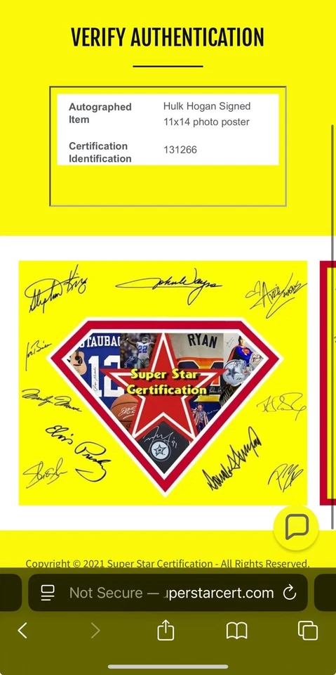 Foto firmada de Hulk Hogan 11x17 con certificado de autenticidad PSA Foto 2 de 4