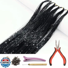 Hair Tinsel Kit with Tools and Instruction Easy to Use 1000 Strands 47 Inches
