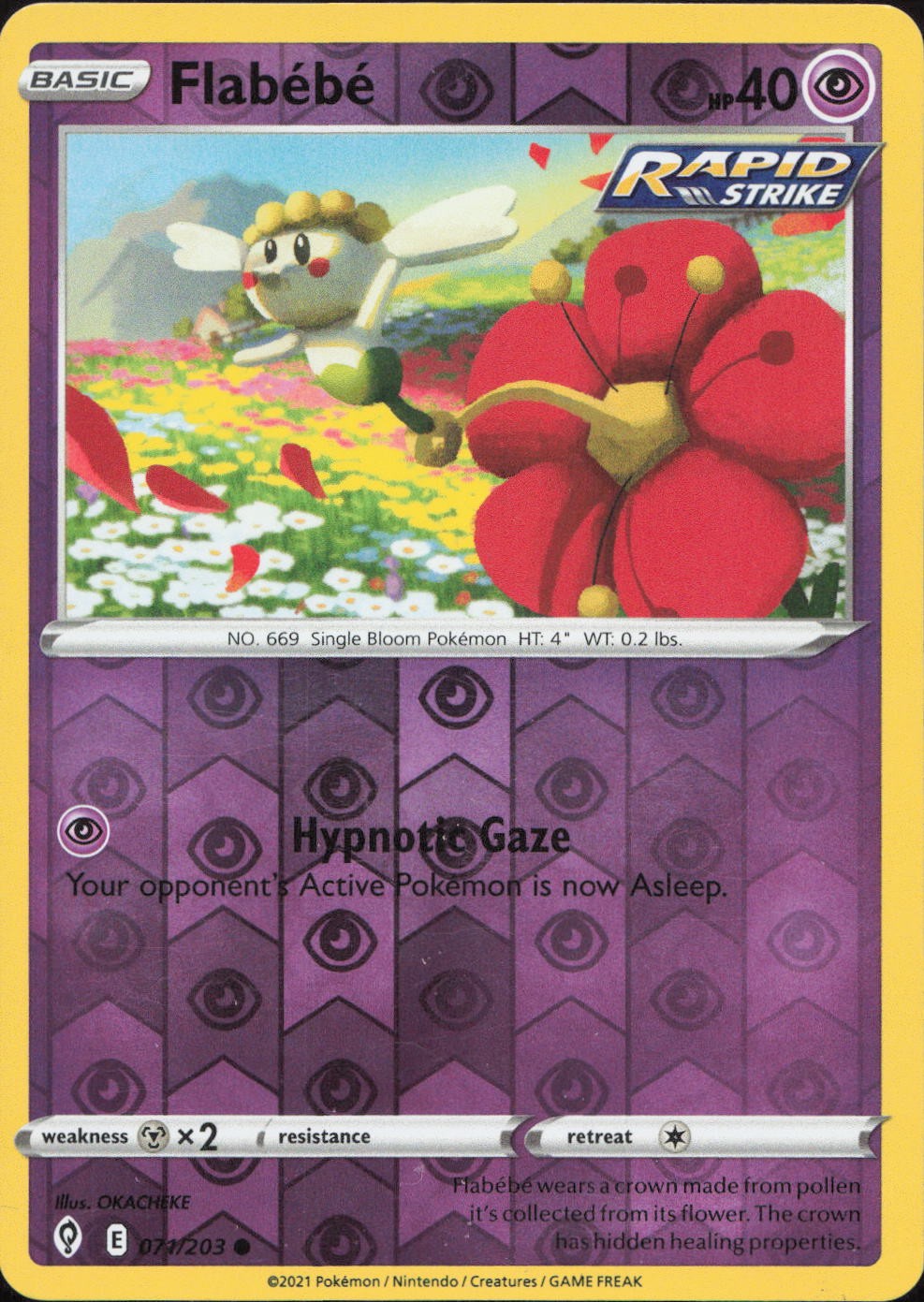 Flabebe 071/203 COMMON REVERSE HOLO Evolving Skies Pokemon Lightly Played