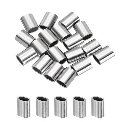 3/32'' Wire Rope Stop Sleeve, 18 Pcs 304 Stainless Steel Crimping Loops Sleeve