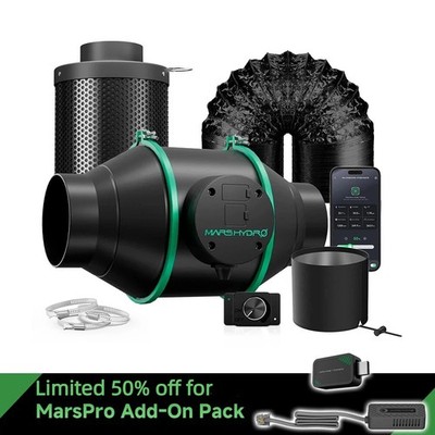 Mars Hydro Smart 4''Ifresh Inline Fan Carbon Filter Kit APP Control for Grow Tent